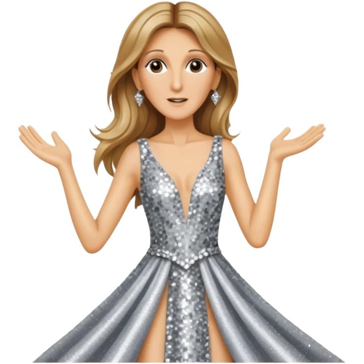 celin dion is singing with mirco and twinkle dresss emoji