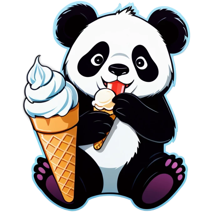 Panda eating ice cream emoji