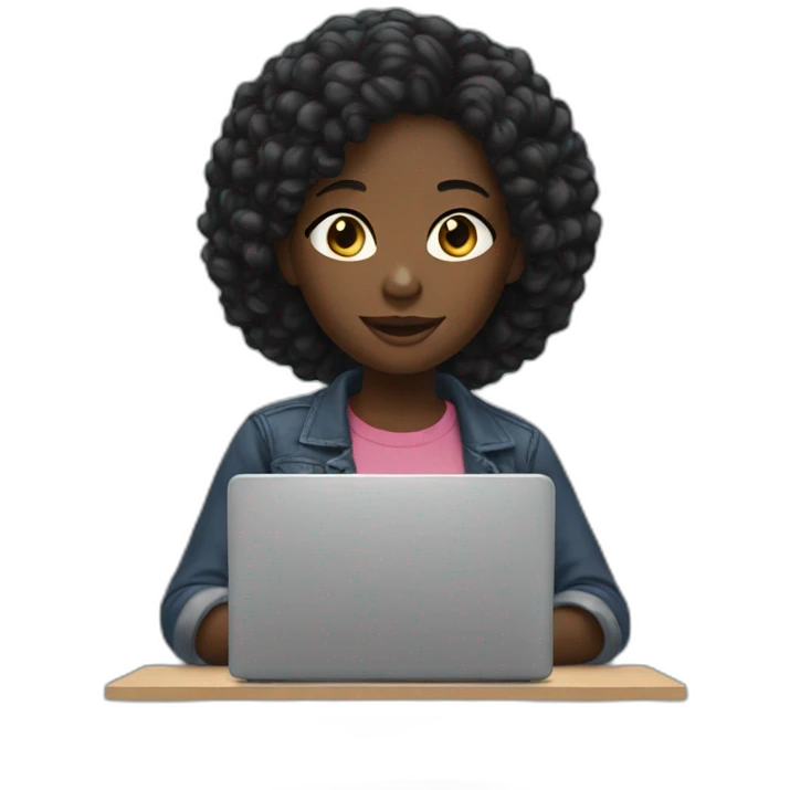 Black girl with a laptop emoji
