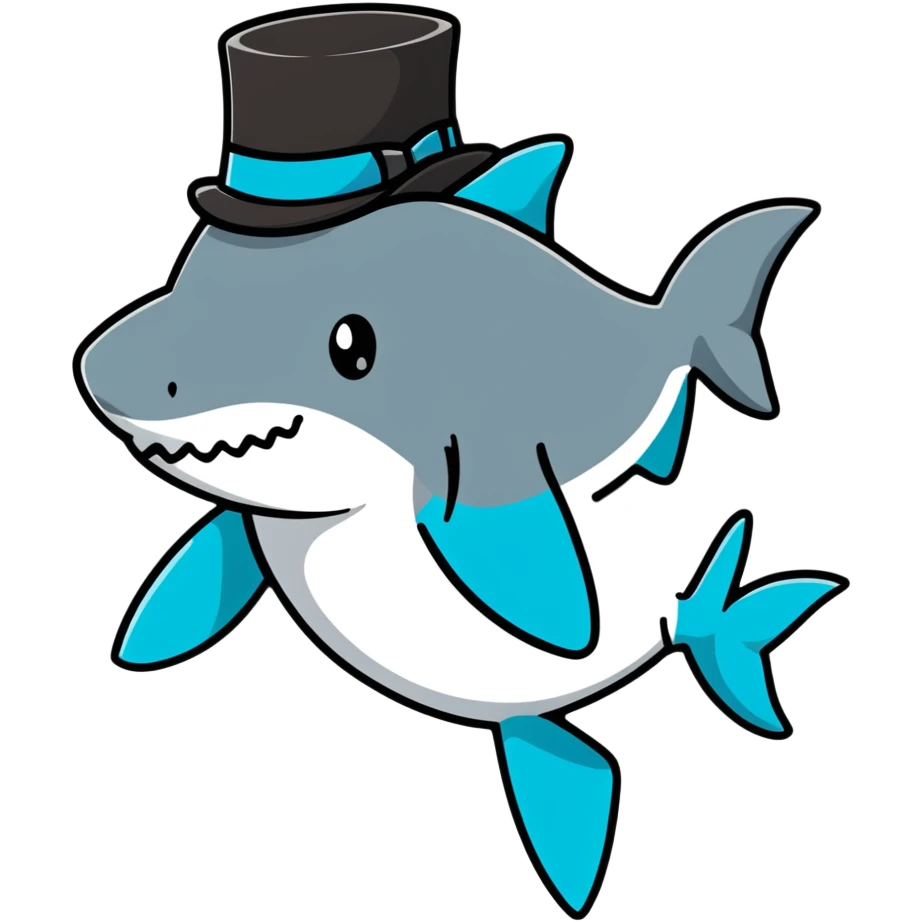 Shark with a top hat emoji