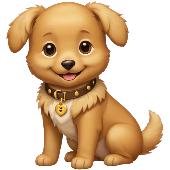 1-year-old puppy with collar and big smile emoji