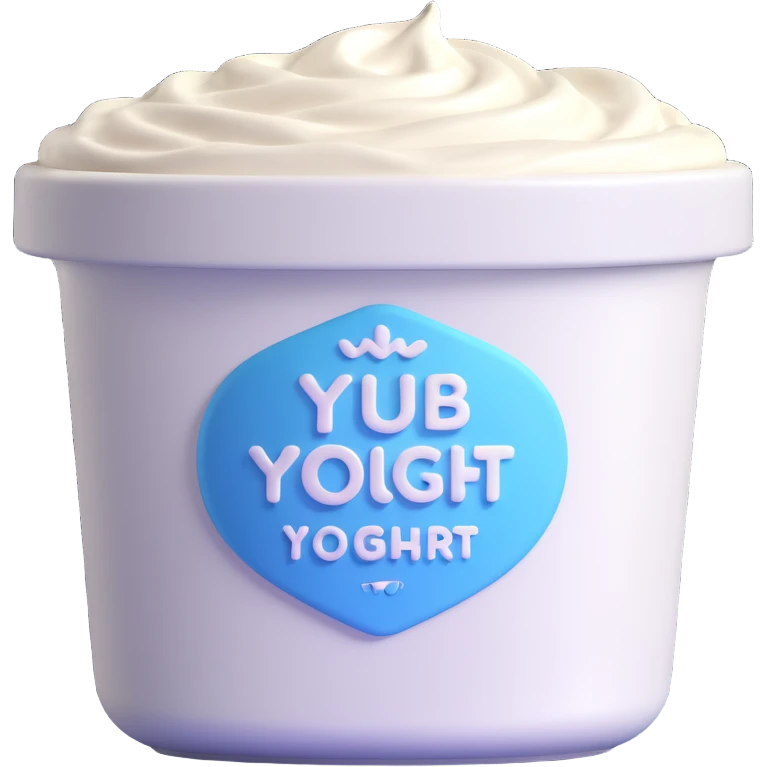 a tub of yoghurt, realistic with creamy texture, 3D style emoji