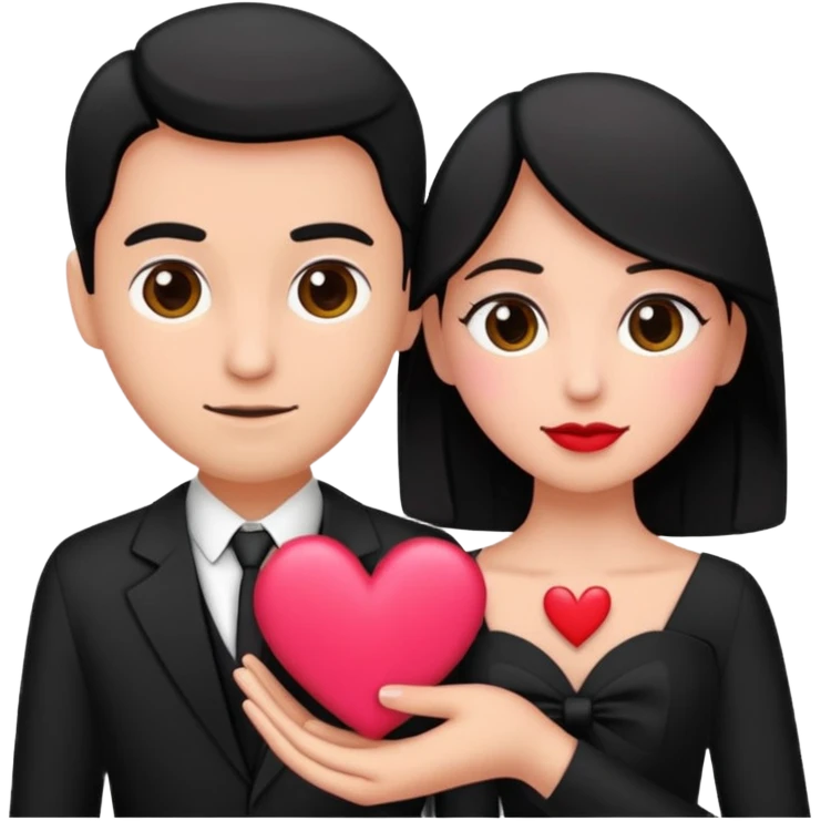 👩🏻‍❤️‍💋‍👨🏻 con el corazón negro con un lazo rosado  emoji