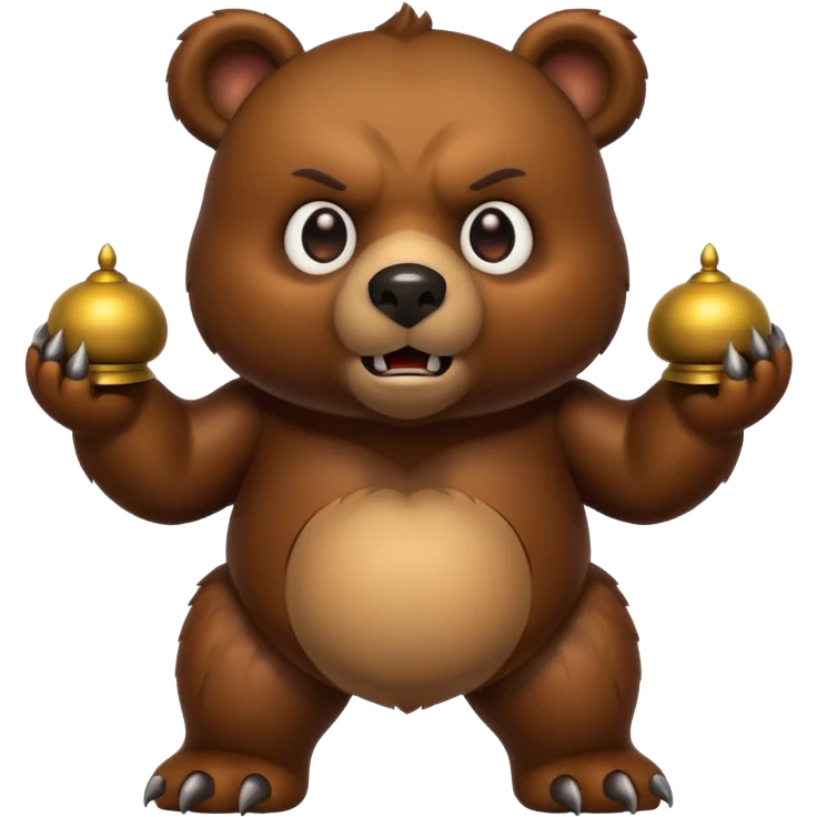 Evil bear with bell on its butt emoji