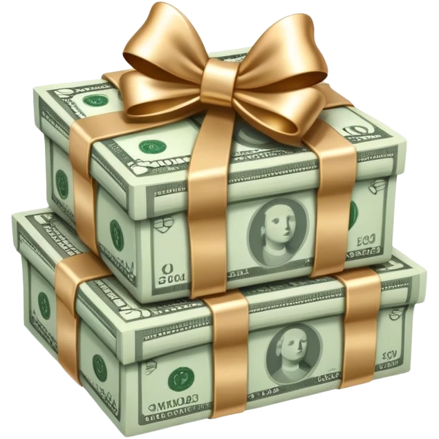 stack of money with baby golden bow emoji