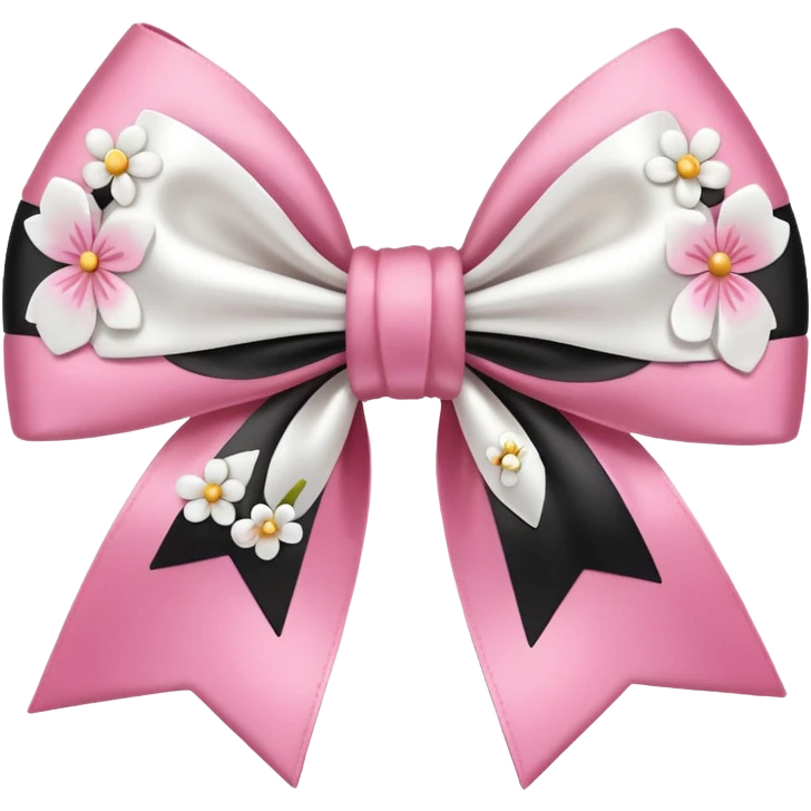 Pink and white flower bow emoji