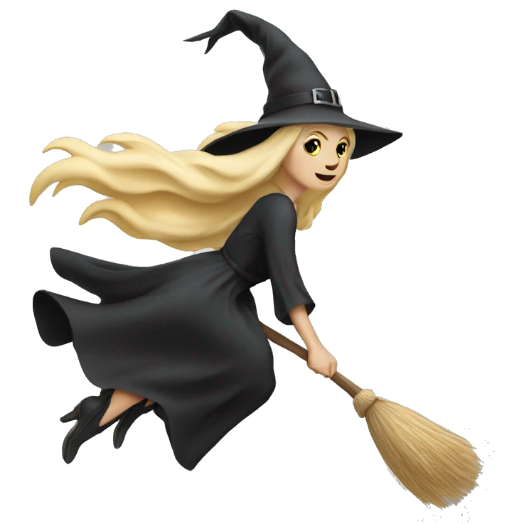 Blonde white witch flying on broom emoji