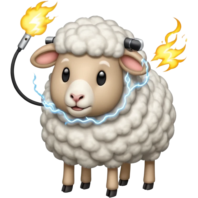 Sheep getting zapped emoji