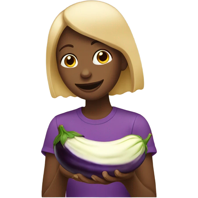 Girl eating egg plant emoji
