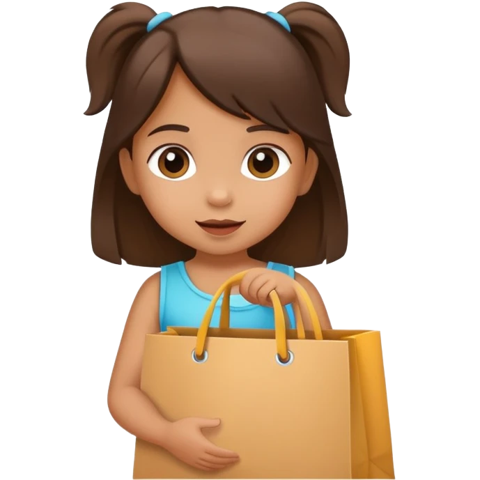 Toddler girl holding shopping bag emoji