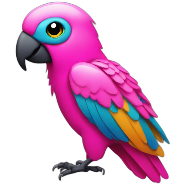 neon pink party parrot looking almost straight ahead emoji
