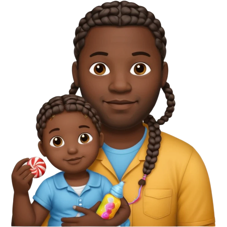 Big black man with braids hold a  baby bottle and a lollipop emoji
