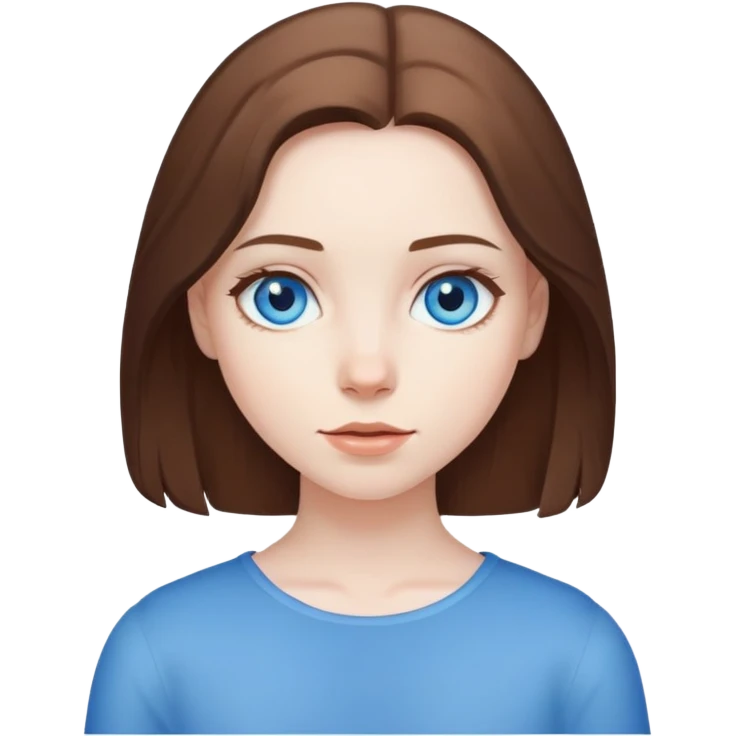 girl with pale skin, blue eyes, and shoulder length brown hair emoji