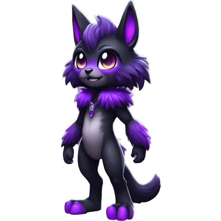 Anthro-Edgy-Cool-Black-Purple-Contrast-Colors-Fantasy-Fur-Sona-Chibi-Shiny-Fakémon-Hybrid full body emoji