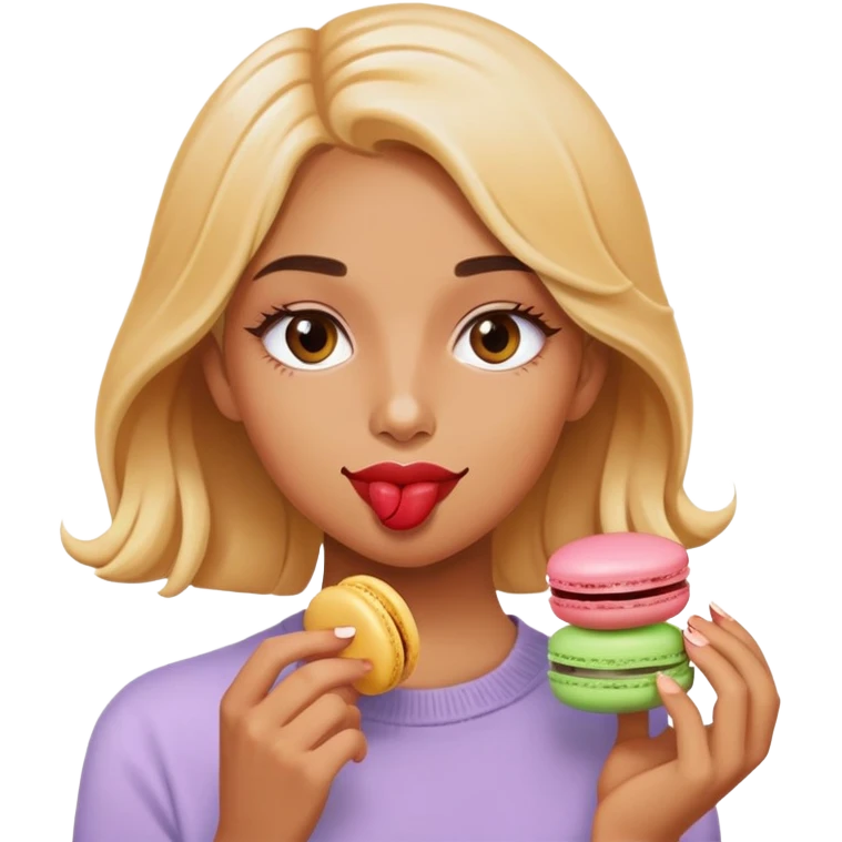 coolest girl eating the macaron emoji
