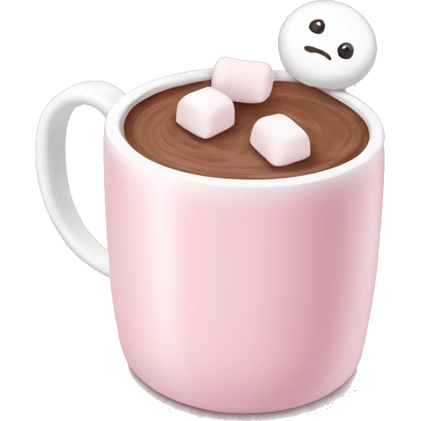 Light Pink mug of hot chocolate with marshmallows  emoji