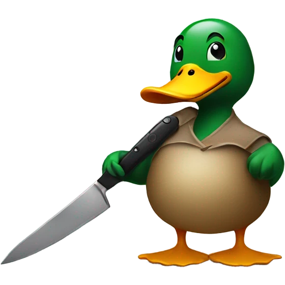Duck holding a knife emoji