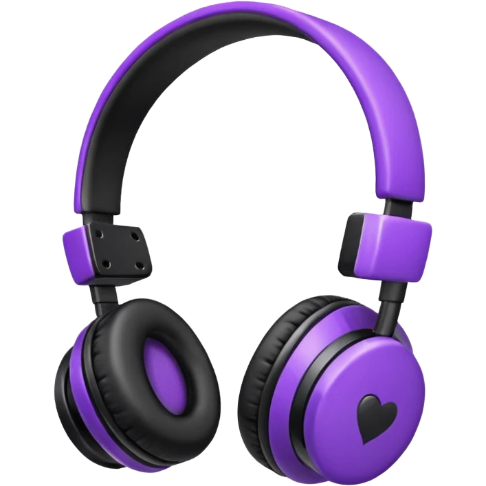 headphones with bow on the right side black and purple  emoji