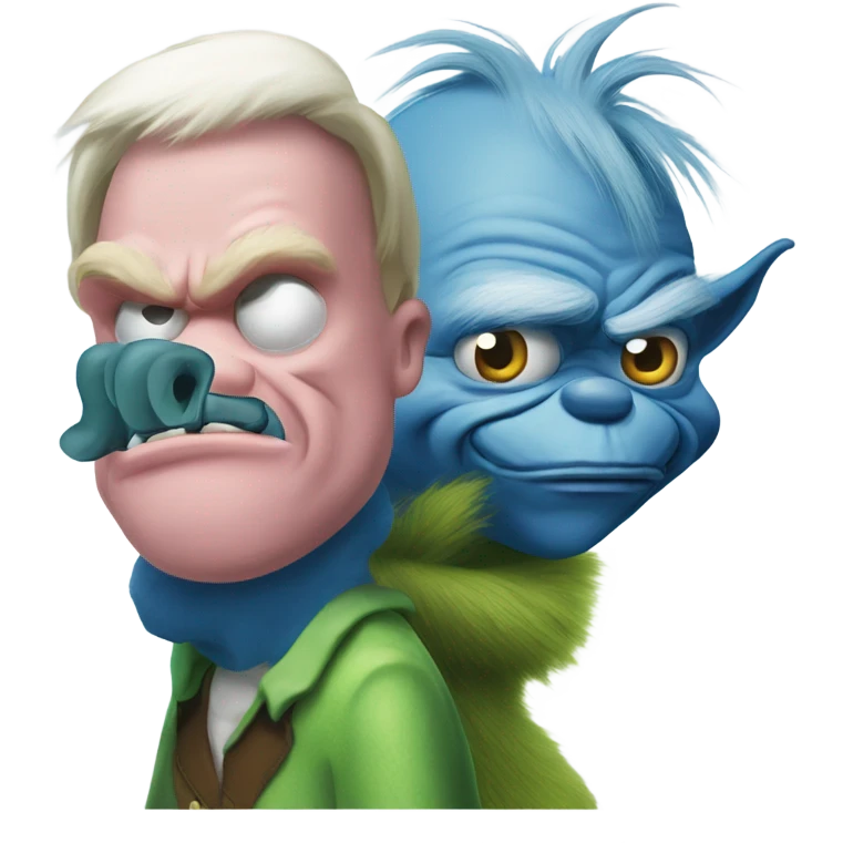 The grinch but he is blue and a pig man stand menacing like MIB emoji