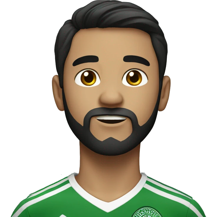 Boy dark hair with beard wearing Celtic shirt  emoji