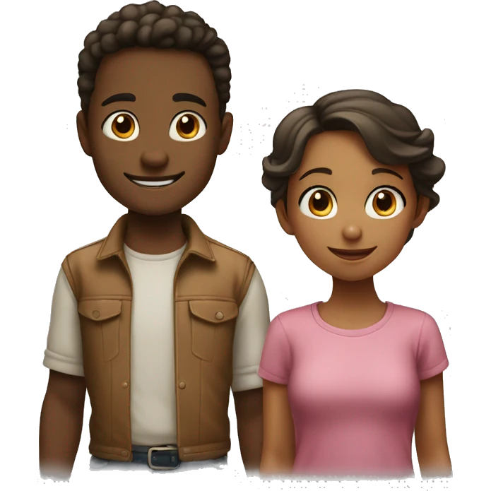 An emoji of a brother and sister standing side by side, the girl with a playful smile and the boy with a friendly expression emoji