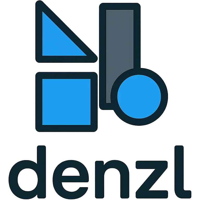 logo for 'denzl', geometric shapes, tech-inspired, simple and memorable, blue and gray tones emoji