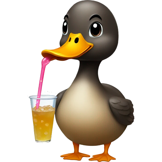 Duck drinking boba emoji