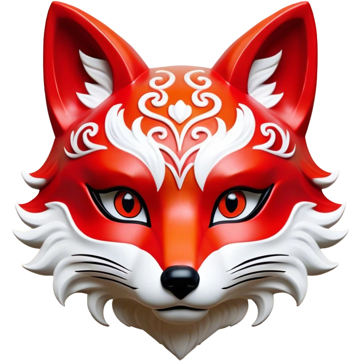 ​Cinematic Realistic Japanese Kitsune Mask, depicted as an intricately carved fox mask with flowing, delicate features and vivid traditional patterns, its mysterious eyes set against a softly blurred background that emphasizes its mystical allure and cultural significance, rendered with detailed textures and refined lighting, emoji