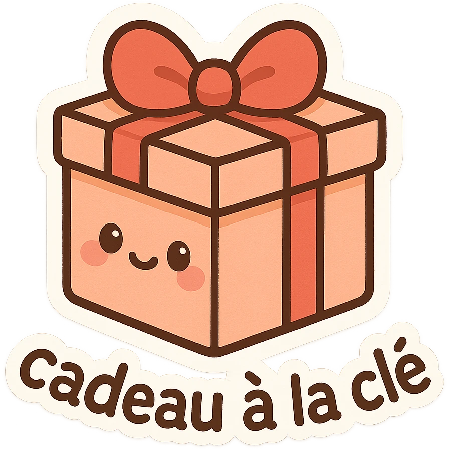 étiquettes avec marqué en texte  : cadeau à la clé emoji