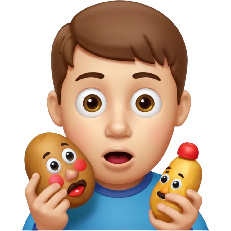 Boy eating Mr Potato Head emoji