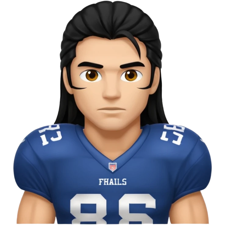 american football player long black haired emoji