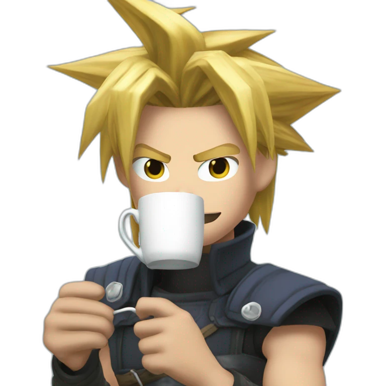 cloud strife drinking coffee emoji