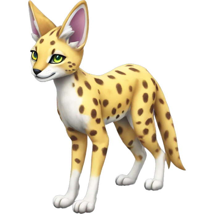 Cute Kawaii Epic Colorful Sergal-Serval-Vernid full body emoji
