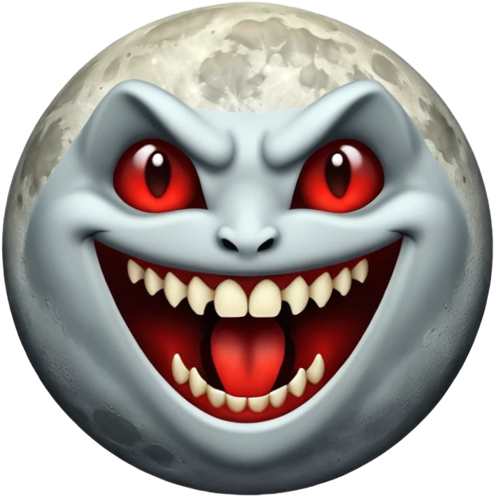 moon with vampire fangs emoji