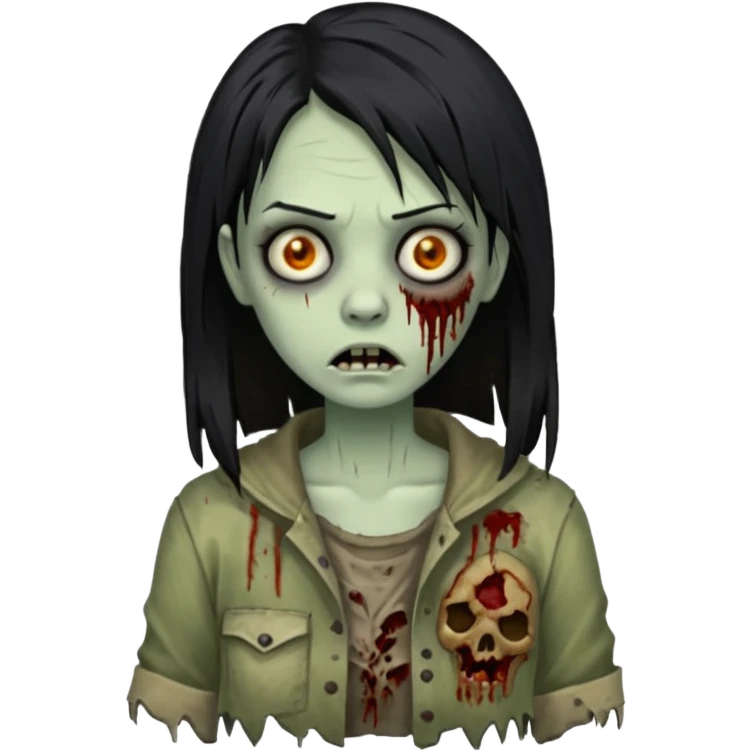 mulher zumbi cabelo liso preto emoji