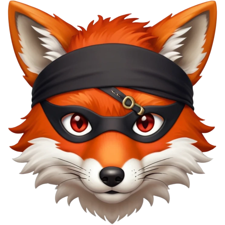 Fox with fiery red eyes, one eye covered with pirate blindfold emoji