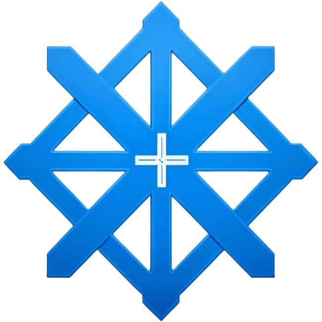 blue blueprint with white lines, an X mark in one corner and a dotted path leading to the mark emoji