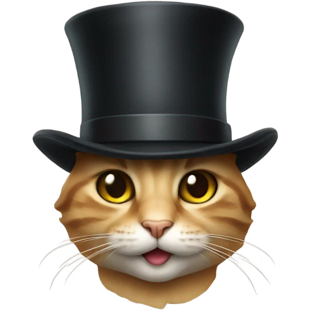 Cat smiling wearing a tophat emoji