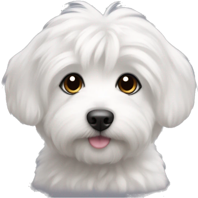 cute coton de tulear puppy with only short dark grey ear emoji