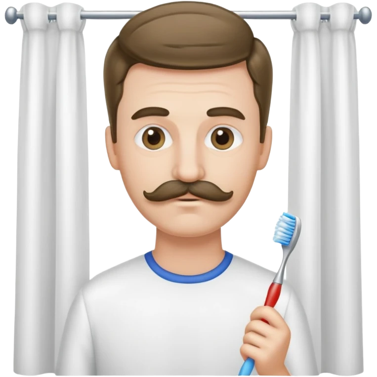 White man with curtain hair cut and toothbrush mustache  emoji