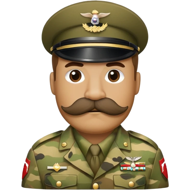Soldier with bushy walrus mustache wearing camouflage emoji