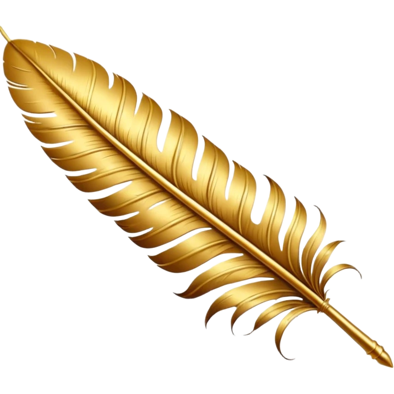 3D perspective academic premium golden ink feather emoji