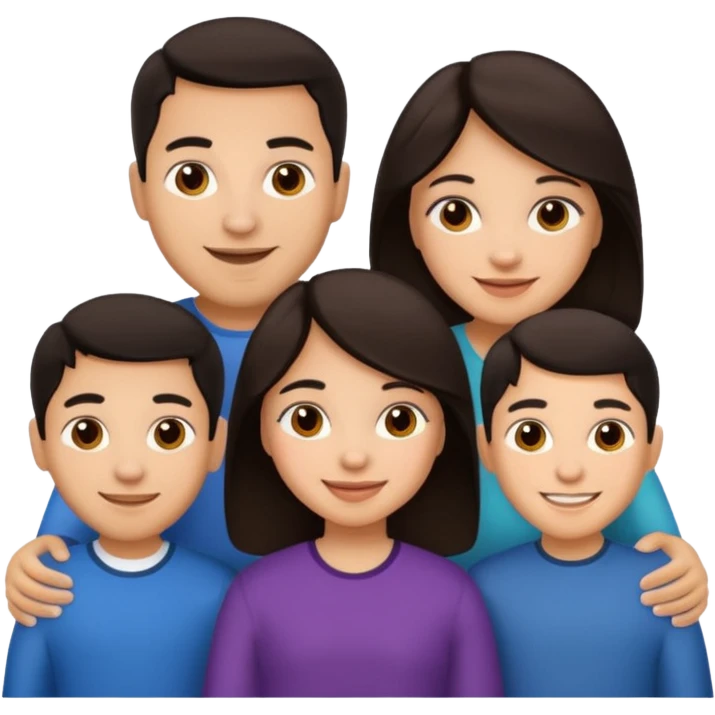 Light skin dark hair, Hispanic family of 6 emoji