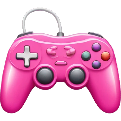 Hot pink colored gaming controller with light pink buttons  emoji