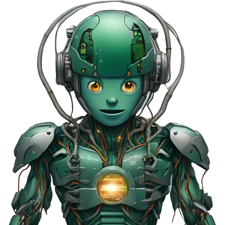 Deku cyborg with circuits and wires  emoji