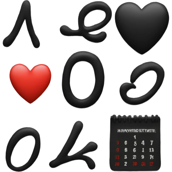 black Calendar with a heart a big 30 on it  emoji