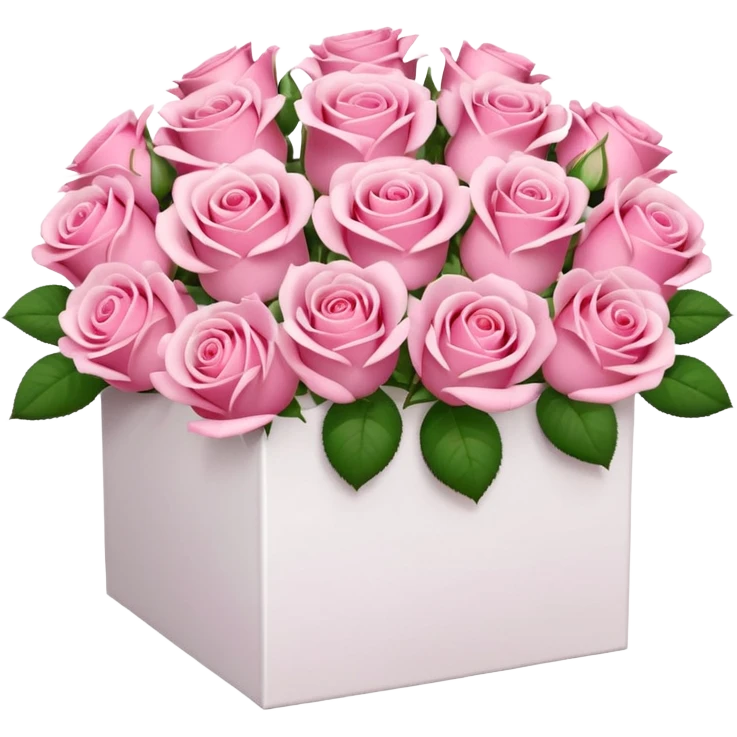 bouquet of pink 15 roses in a white box emoji
