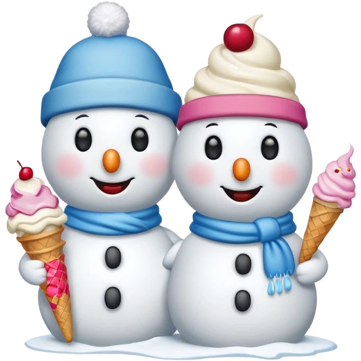 snowmen wearing cap with ice cream emoji