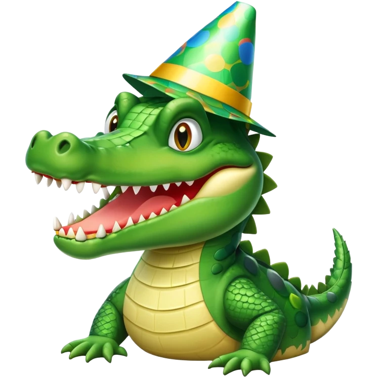 crocodile wearing a party hat emoji