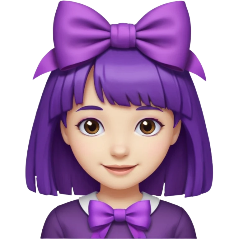 girl with bangs and purple hair and bow emoji